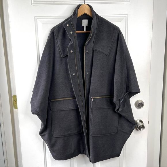 Leith Wool Charcoal Grey Short Sleeve Oversized Jacket Size M/L - Picture 2 of 9